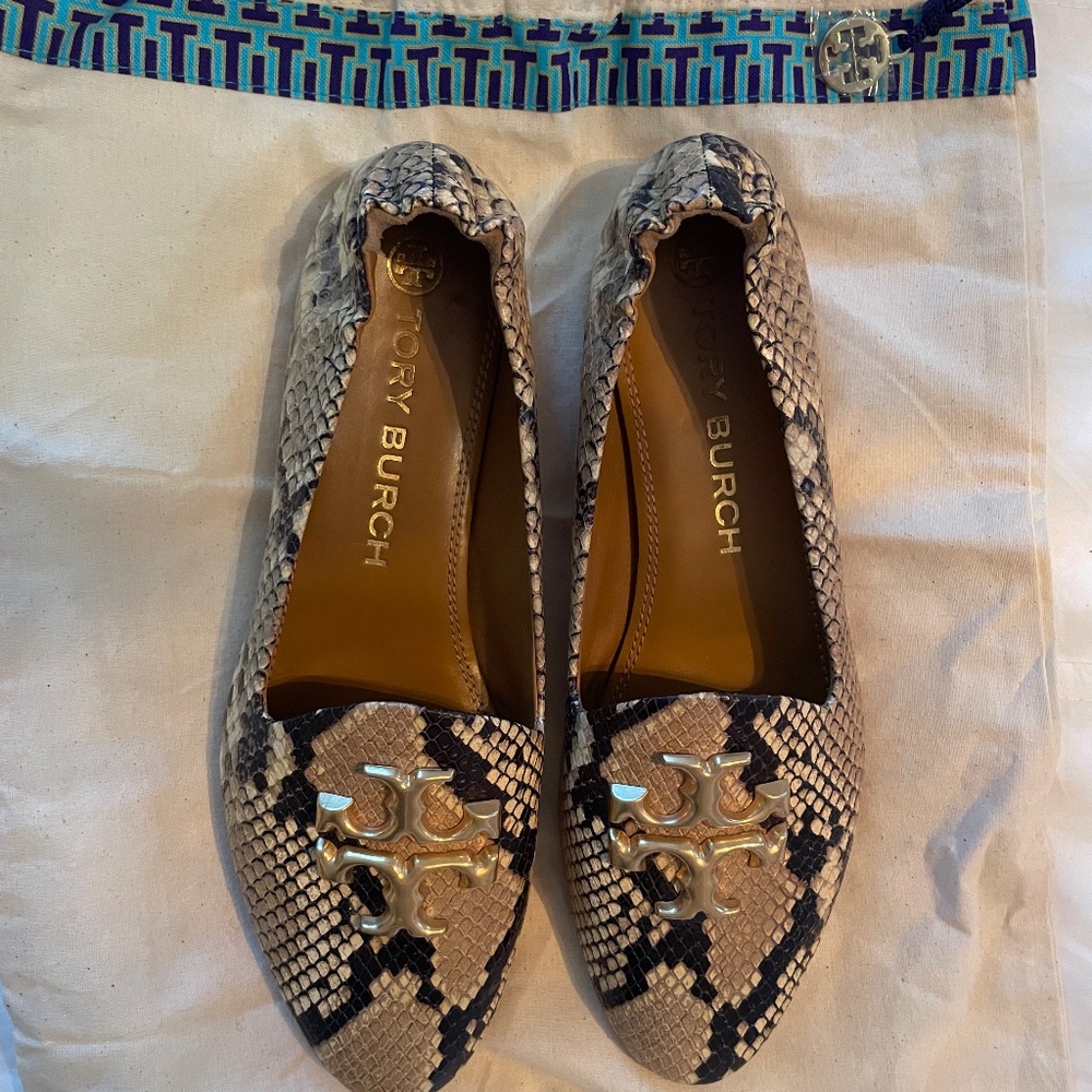 Tory Burch Eleanore Loafer: snakeskin/ gold